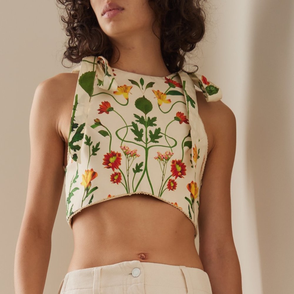 COPY - NWT AGUA BY AGUA BEDNITA Olmeca Primavera Cotton Cropped Top